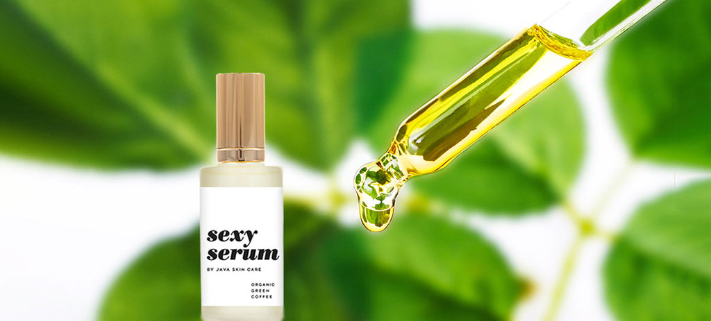 Sexy Serum bottle and dropper with oil in botanical setting