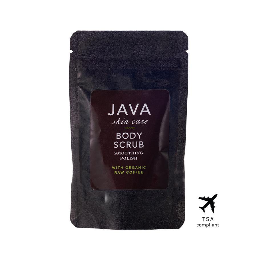 JAVA coffee bean and raw sugar Body Scrub mini in TSA compliant pouch