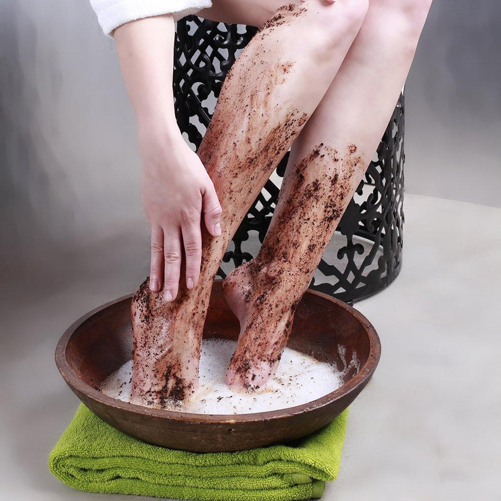 COFFEE BODY SCRUB MINI is a great leg scrub prior to shaving - Java Skin Care