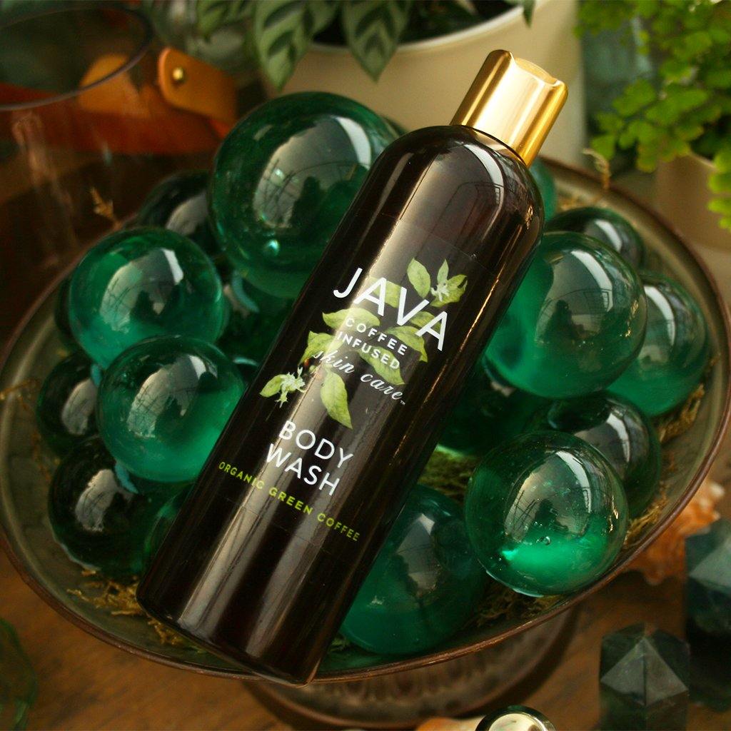 HAND & BODY WASH  in a bowl of glass baubles- Java Skin Care