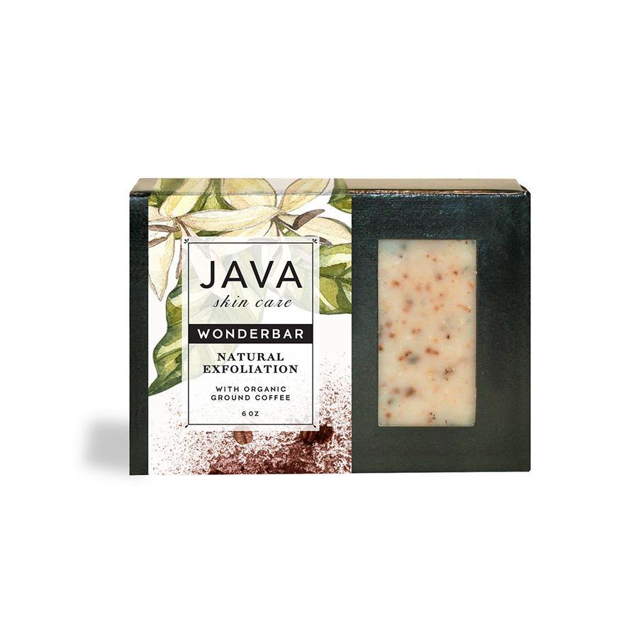 natural exfoliating soap with ground coffee bar in a box